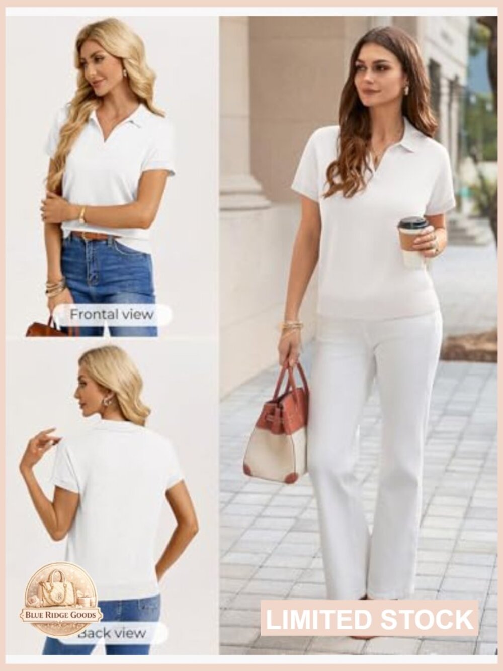 Short Sleeve Knit Polo Sweater V Neck Collared Pullover Business Casual Chic - Picture 3 of 7